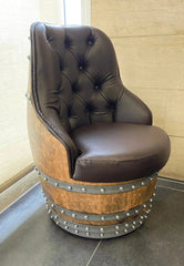 Luxury Whiskey & Wine Barrel Captain Chair with Hidden Safe