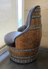 Luxury Whiskey & Wine Barrel Captain Chair with Hidden Safe