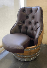 Luxury Whiskey & Wine Barrel Captain Chair with Hidden Safe