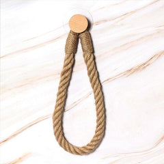 Wooden Toilet Paper Holder Hanging Rope Creative Bathroom Decor