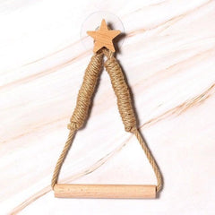 Wooden Toilet Paper Holder Hanging Rope Creative Bathroom Decor