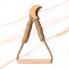 Wooden Toilet Paper Holder Hanging Rope Creative Bathroom Decor