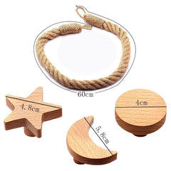 Wooden Toilet Paper Holder Hanging Rope Creative Bathroom Decor