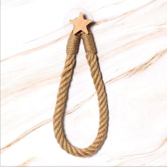 Wooden Toilet Paper Holder Hanging Rope Creative Bathroom Decor