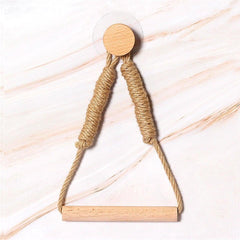 Wooden Toilet Paper Holder Hanging Rope Creative Bathroom Decor