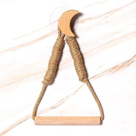 Wooden Toilet Paper Holder Hanging Rope Creative Bathroom Decor