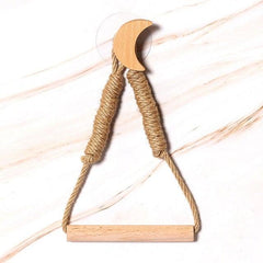 Wooden Toilet Paper Holder Hanging Rope Creative Bathroom Decor