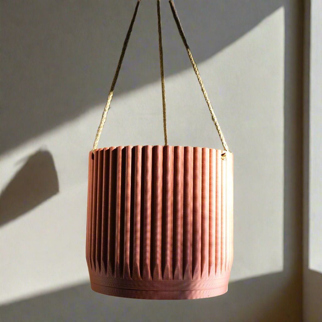 Mid Century Ribbed Hanging Plant Pots
