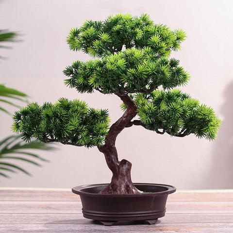 Artificial Bonsai Pine Tree Potted Lifelike Greenery Home Office Decor