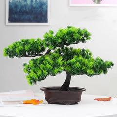 Artificial Bonsai Pine Tree Potted Lifelike Greenery Home Office Decor